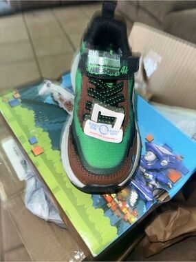 Mega Craft Skechers Kids Green & Brown Adaptive Sneakers with Easy Closure